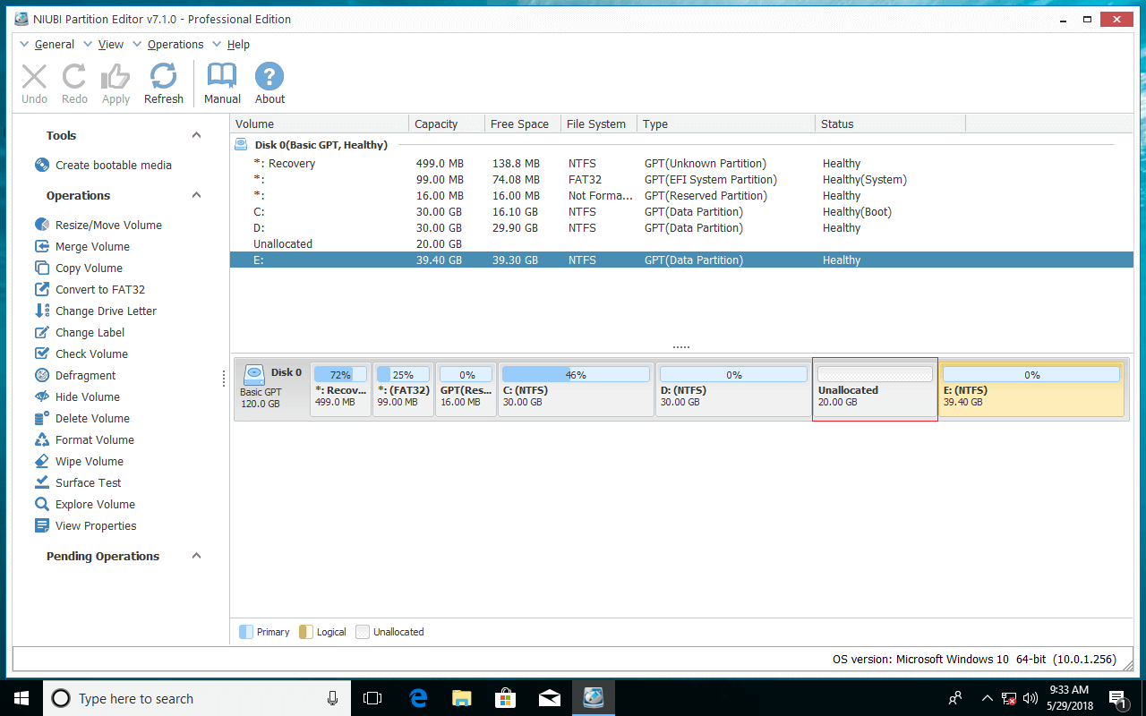 how to increase partition size space of c drive in windows 10 partition size