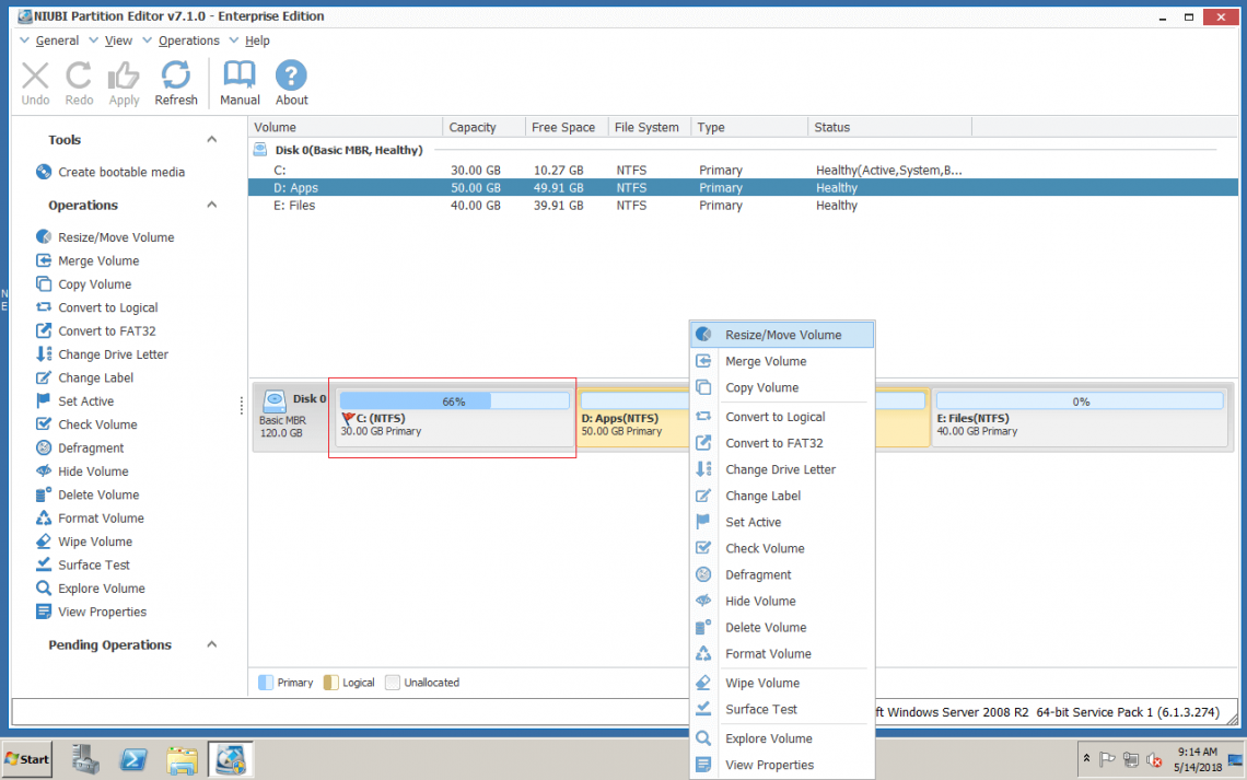 Resize partition