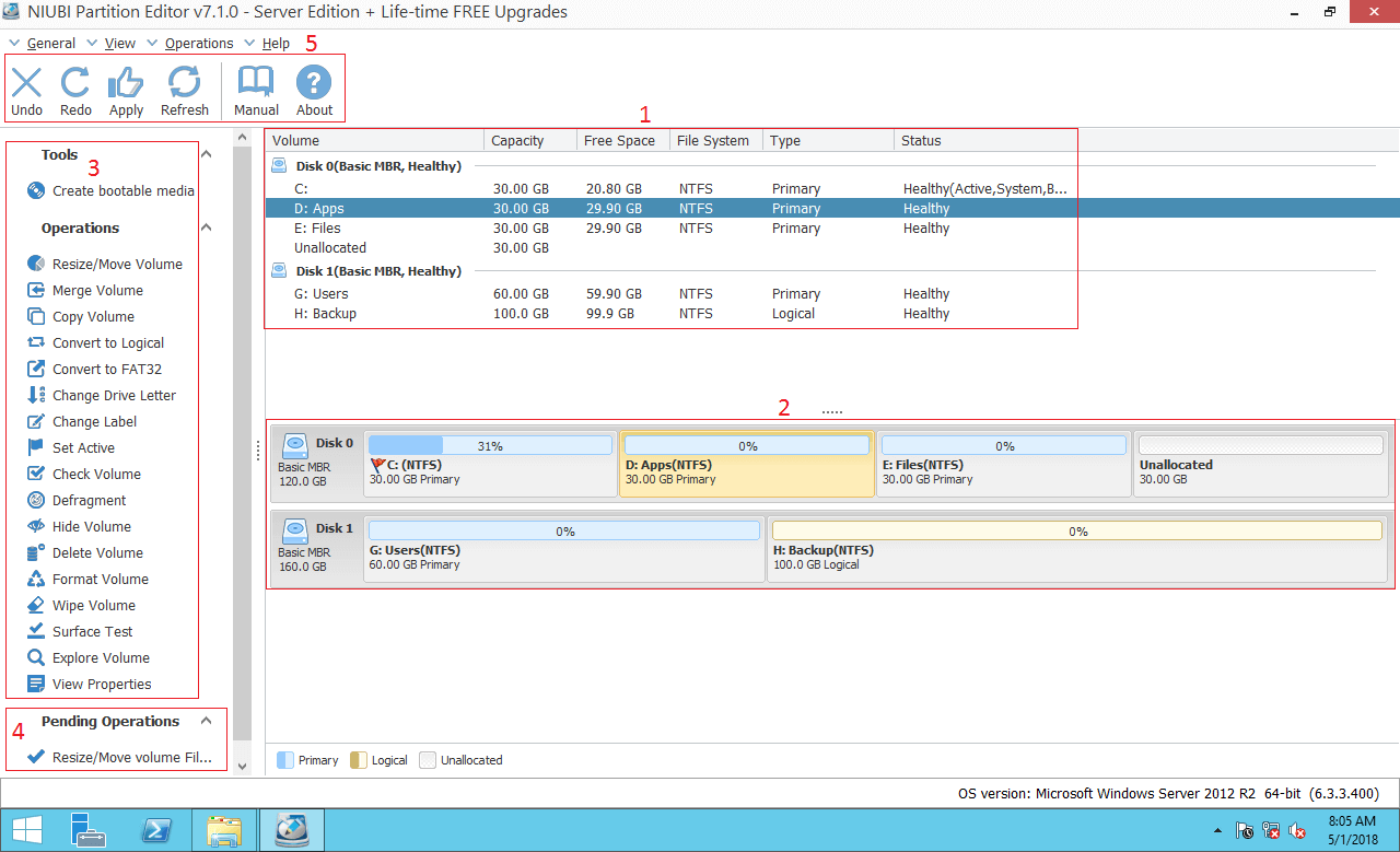 Increase C drive space in Windows Server 2008 R2 2 steps
