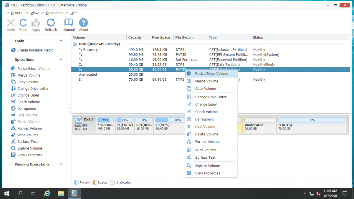 パーティションのサイズを変更します server 2019NIUBI Partition Editor