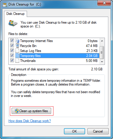 Clean up system files