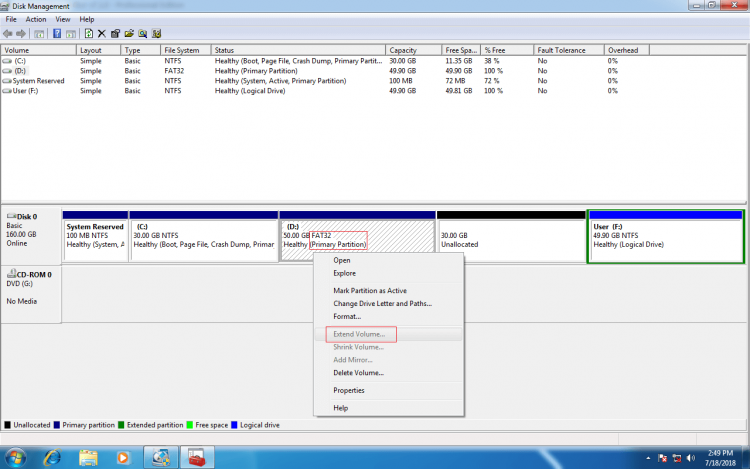 FAT32 primary partition