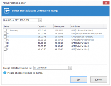 Merge partitions Server 2016