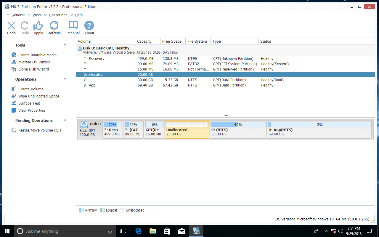 Guide to adjust and resize C drive partition on Windows 10.
