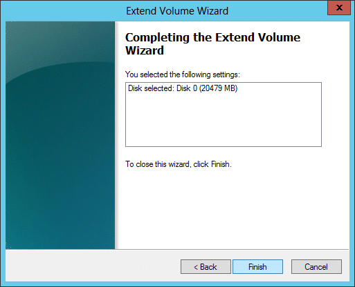 Extend Volume Wizard